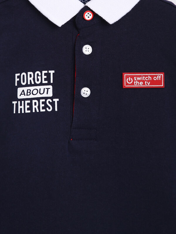 Boys Dark Blue Short Sleeve Polo image number 2
